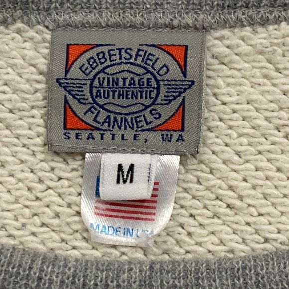 Ebbets Field Flannels NY Mens M Gray Cotton Sweatshirt Pullover Made in USA - Picture 3 of 8